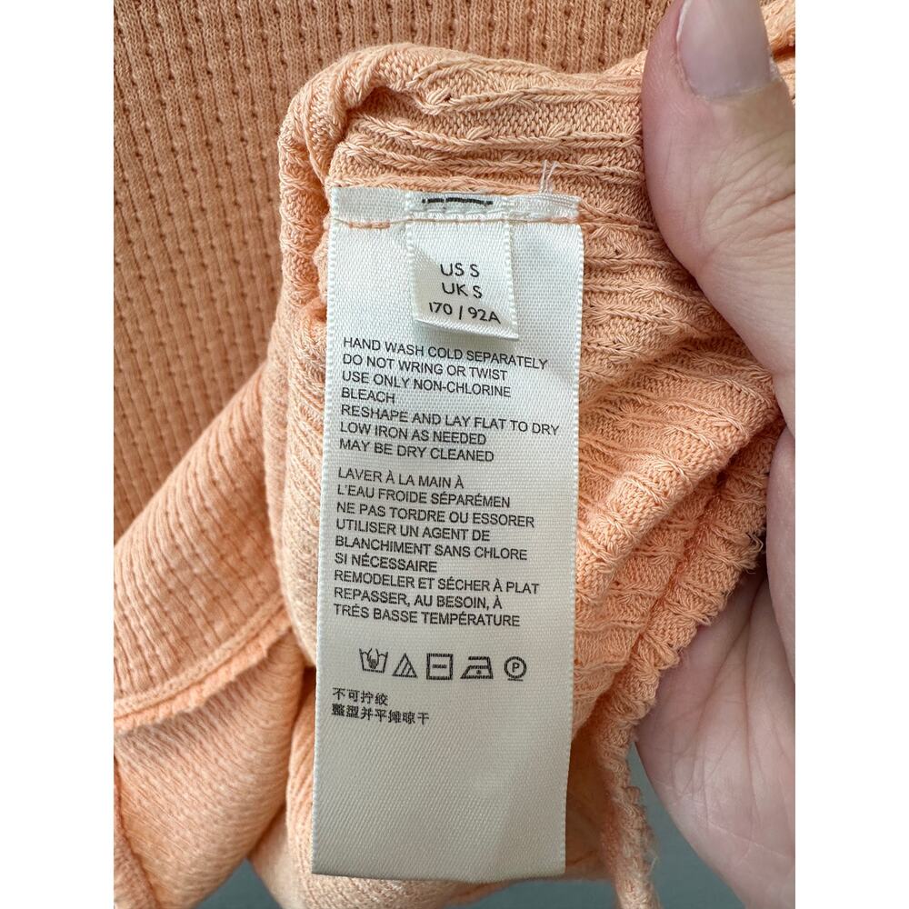 FREE PEOPLE We The Free Peach Smocked Top Short Sleeve Knit Boho Tee NWT | Small - Picture 8 of 9